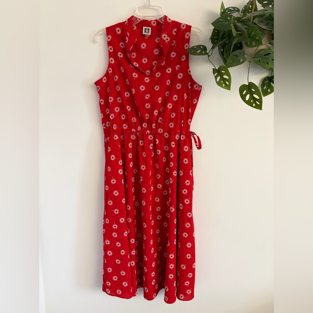 Anne Klein Red Floral Midi Dress